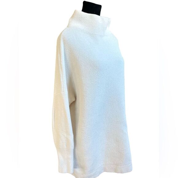 Free People Ottoman Tunic Dress Size Medium Rib Knit Cream Oversized - Picture 5 of 12